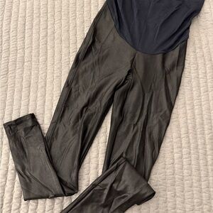 Spanx Maternity Faux Leather Black Leggings (M)